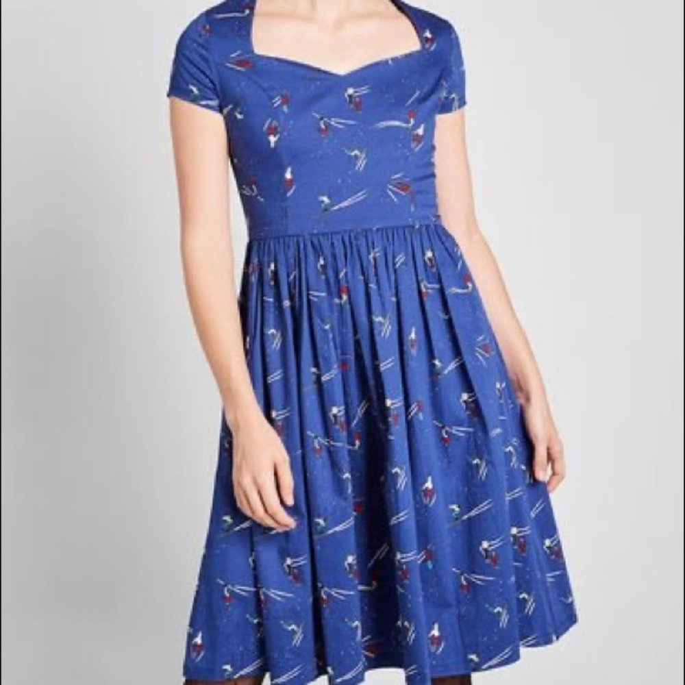 Modcloth RoyalMonk Let's Ski Fit-and-Flare Skier Dress (M/12) NWT